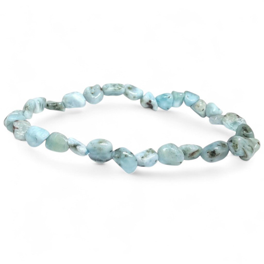 Bracelet larimar République Dominicaine A (grains 5 - 7mm) - La Boite à Cailloux