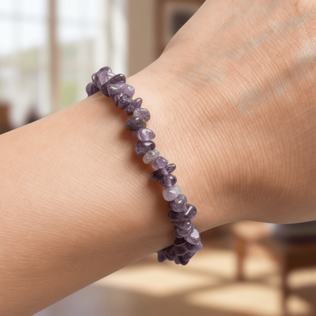 Bracelet lépidolite Madagascar A (perles baroques) - La Boite à Cailloux