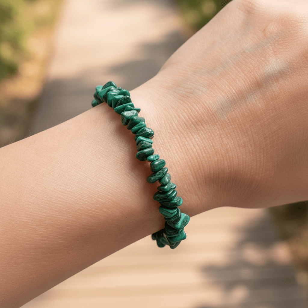 Bracelet malachite Congo A (perles baroques) - La Boite à Cailloux