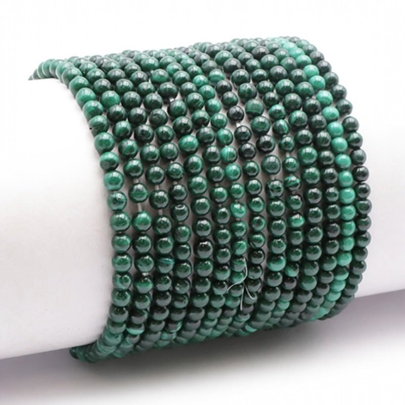 Bracelet malachite Congo AA (boules 3 - 4mm) - La Boite à Cailloux