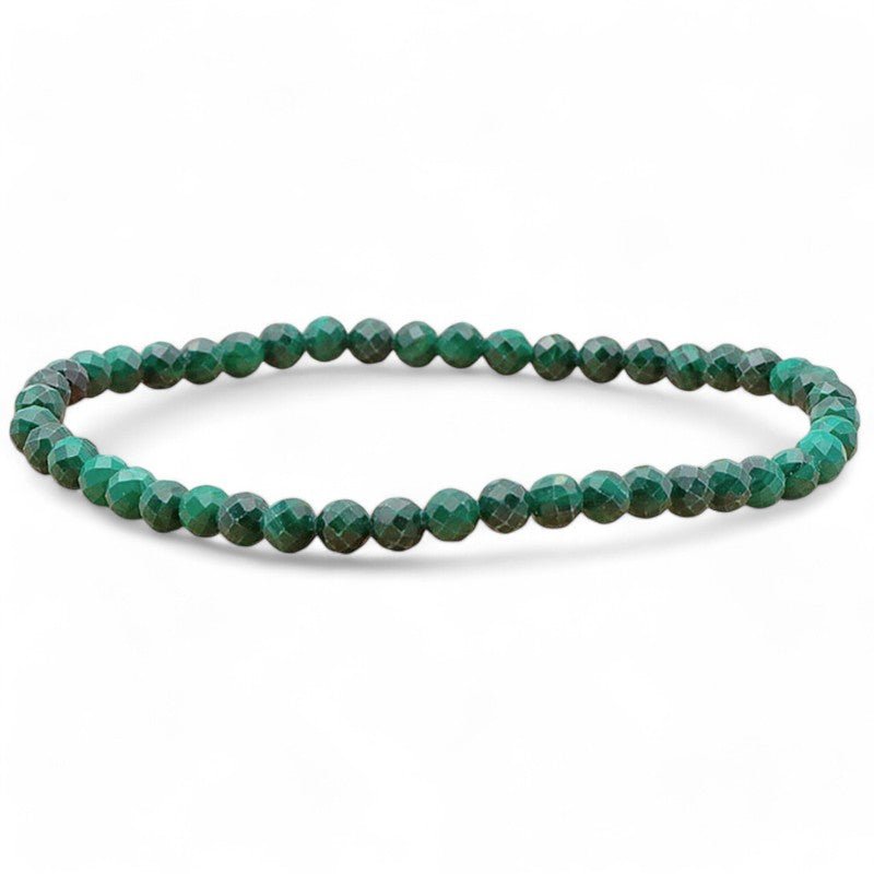 Bracelet malachite Congo AA (perles facettées 3 - 4mm) - La Boite à Cailloux