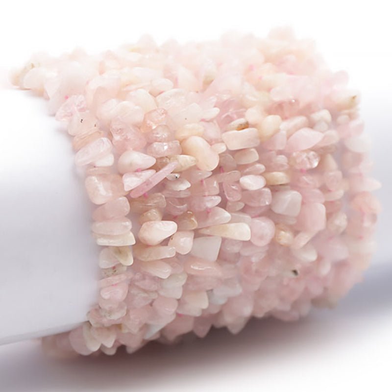 Bracelet morganite (béryl rose) Brésil A+ (perles baroques) - La Boite à Cailloux
