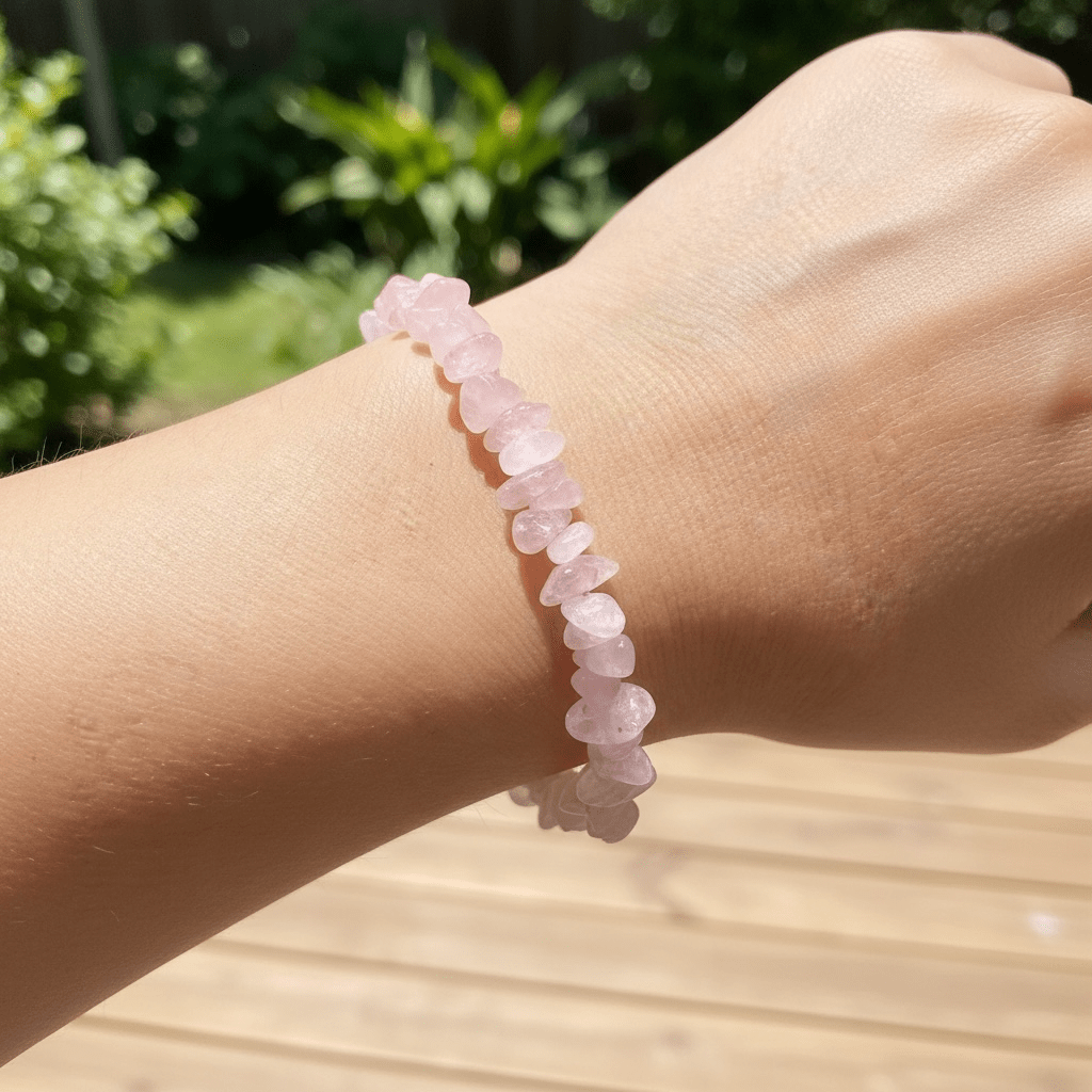Bracelet morganite (béryl rose) Brésil A+ (perles baroques) - La Boite à Cailloux