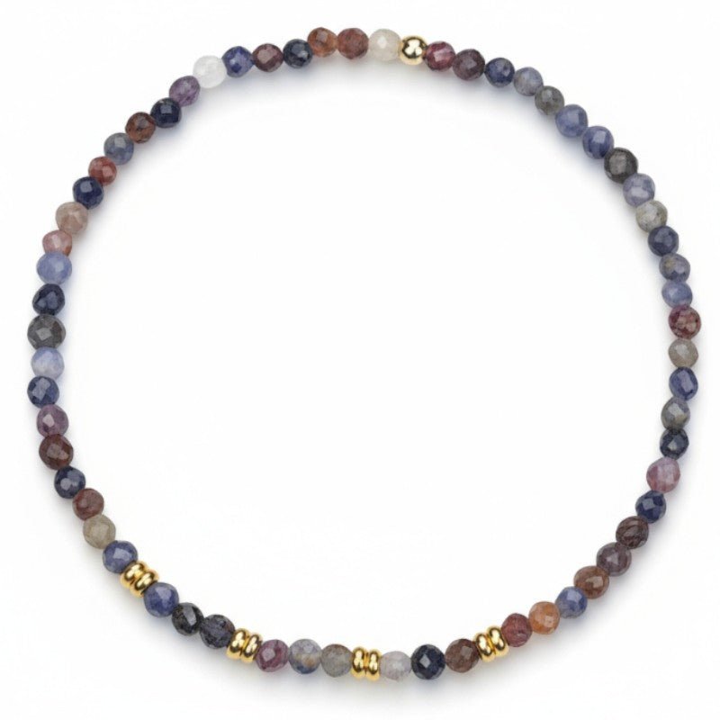 Bracelet multi Rubis et Saphir Inde A+ (perles facettées 2 - 3mm) - La Boite à Cailloux