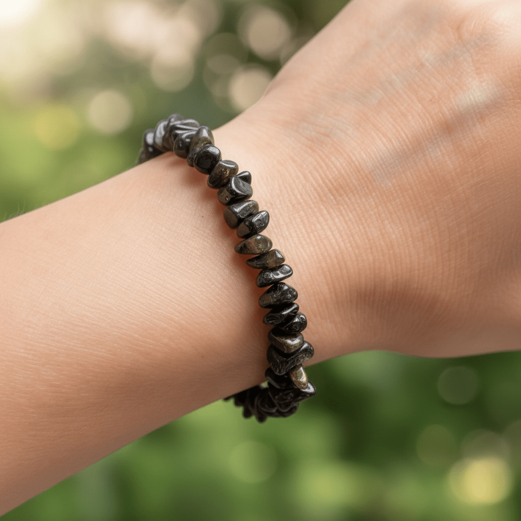 Bracelet obsidienne dorée Mexique A (perles baroques) - La Boite à Cailloux
