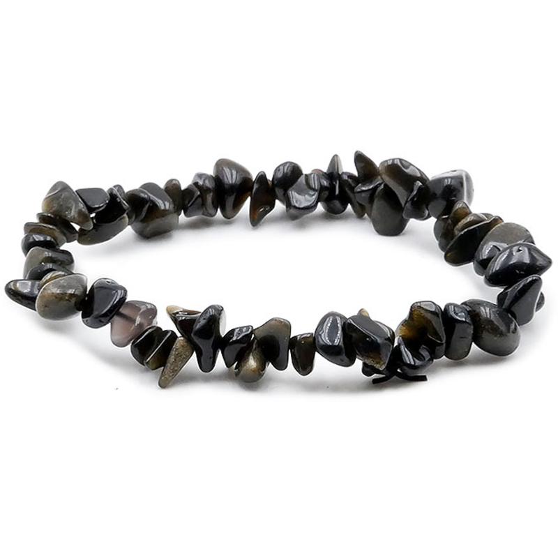 Bracelet obsidienne dorée Mexique A (perles baroques) - La Boite à Cailloux