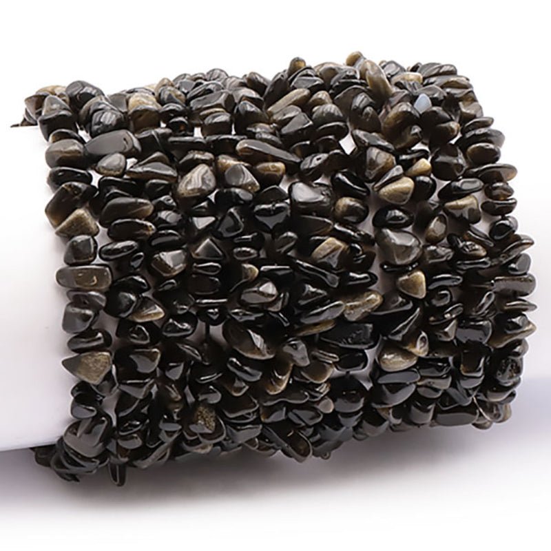 Bracelet obsidienne dorée Mexique A (perles baroques) - La Boite à Cailloux