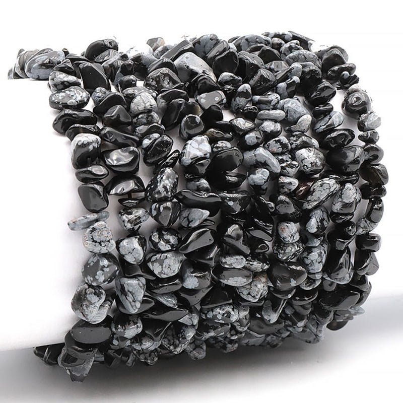 Bracelet obsidienne neige Mexique A (perles baroques) - La Boite à Cailloux