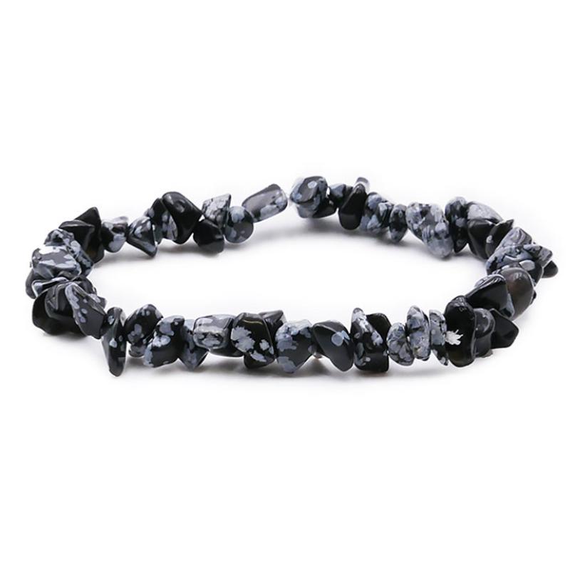 Bracelet obsidienne neige Mexique A (perles baroques) - La Boite à Cailloux