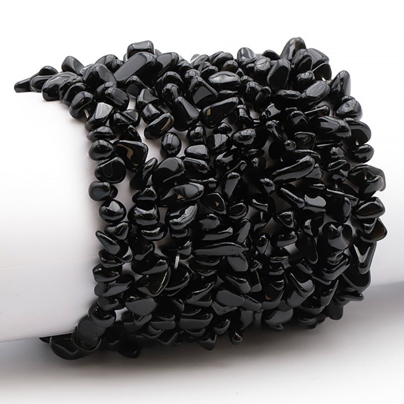 Bracelet obsidienne noire Mexique A (perles baroques) - La Boite à Cailloux