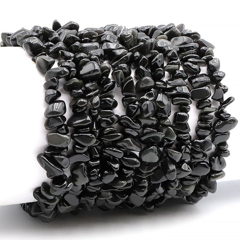 Bracelet obsidienne oeil céleste Mexique A (perles baroques) - La Boite à Cailloux