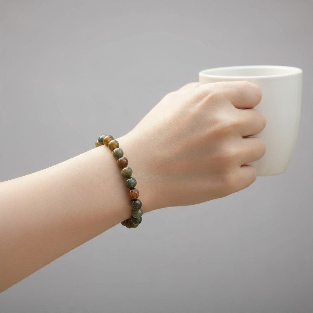 Bracelet oeil de chat Inde AA (boules 7-8mm) - La Boite à Cailloux