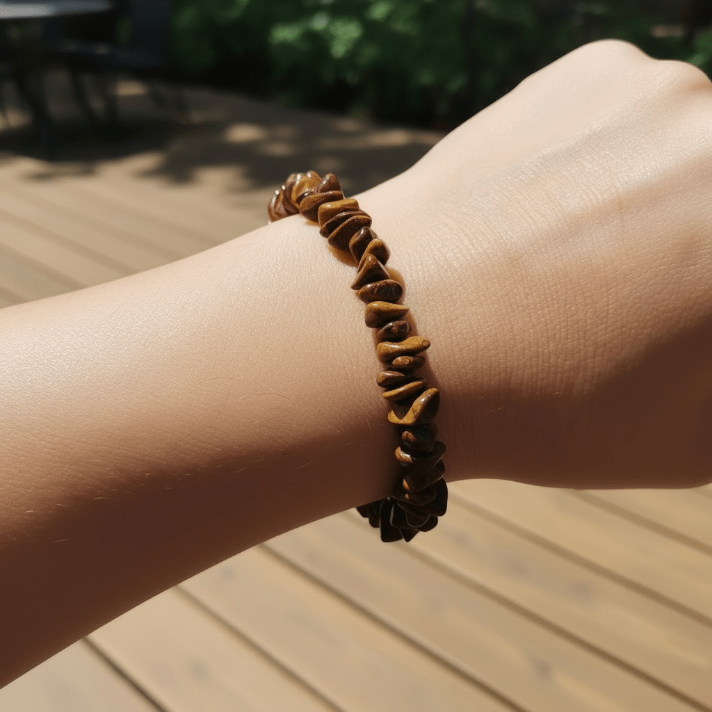 Bracelet oeil de tigre Afrique du Sud A (perles baroques) - La Boite à Cailloux
