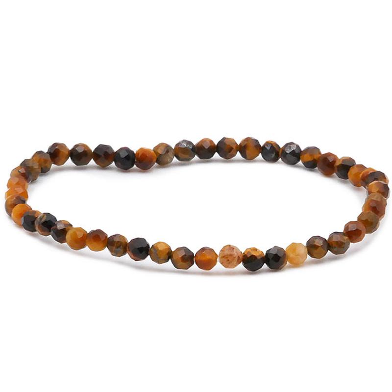 Bracelet oeil de tigre Afrique du Sud A+ (perles facettées de 3 - 4mm) - La Boite à Cailloux