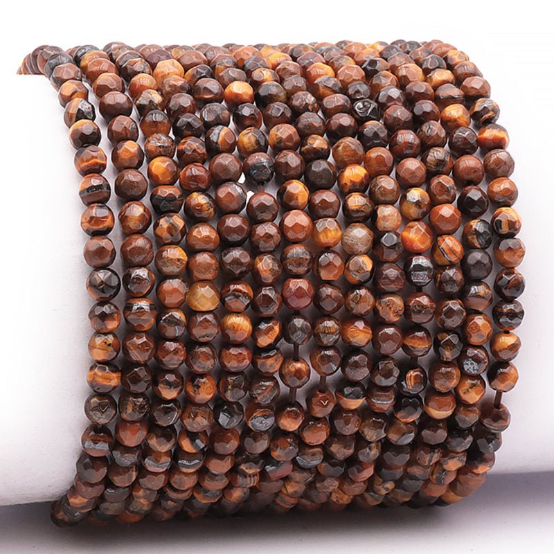 Bracelet oeil de tigre Afrique du Sud A+ (perles facettées de 3 - 4mm) - La Boite à Cailloux