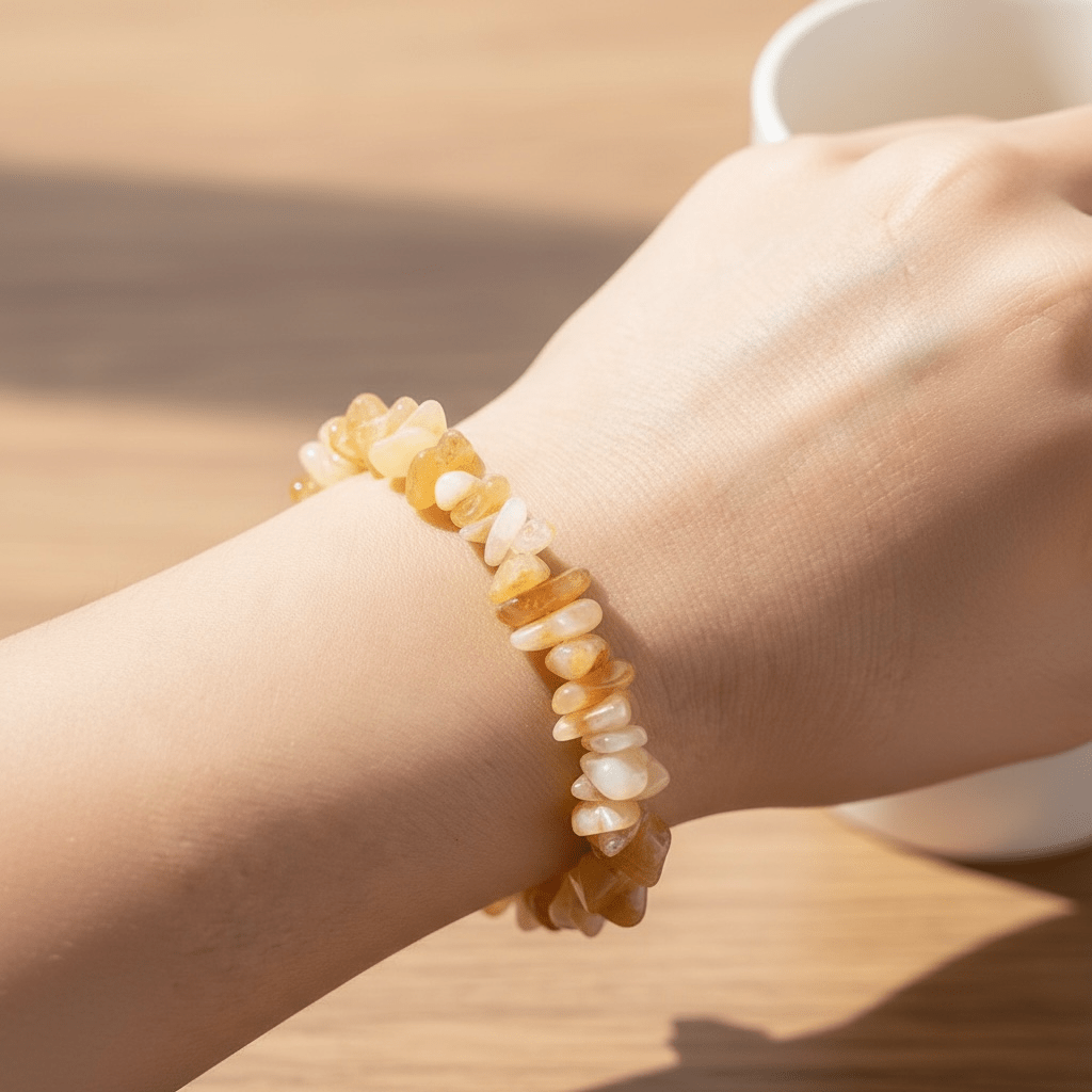 Bracelet opale jaune Mexique A (perles baroques) - La Boite à Cailloux
