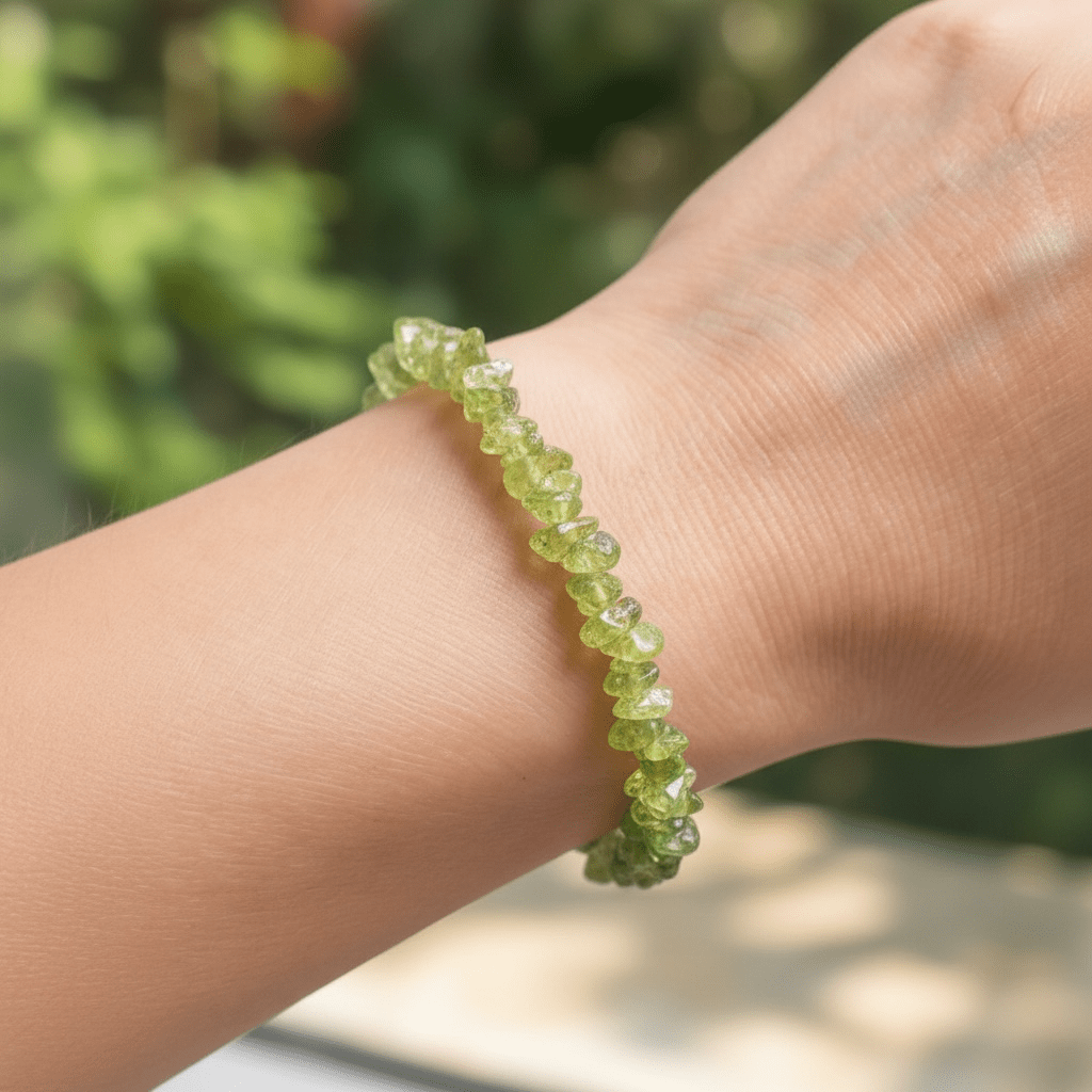 Bracelet péridot Inde AA (perles baroques) - La Boite à Cailloux