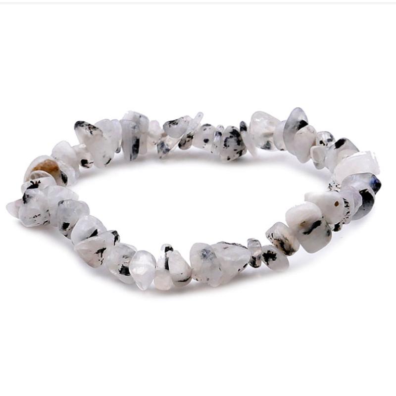 Bracelet pierre de lune arc en ciel Inde A (péritérite) perles baroques - La Boite à Cailloux