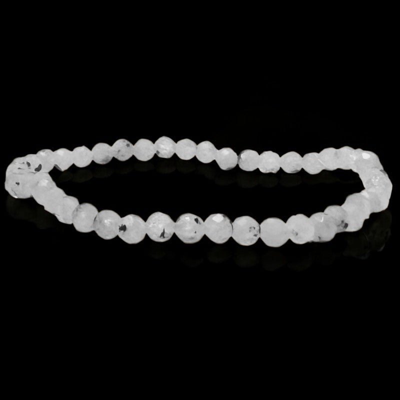 Bracelet pierre de lune arc en ciel Inde AA (péristérite) perles facettées 3 - 4mm - La Boite à Cailloux