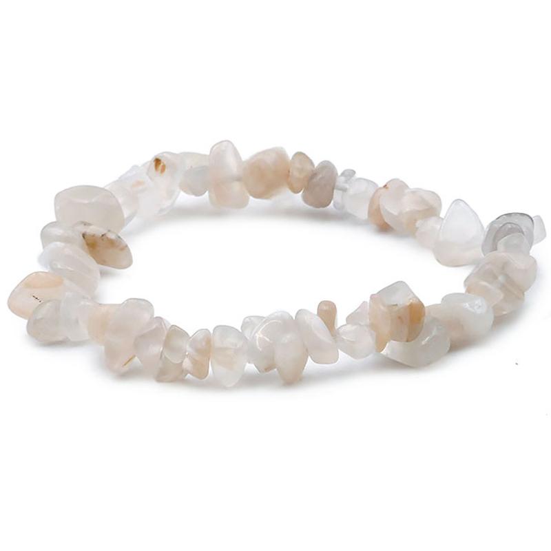 Bracelet pierre de lune beige Inde A (perles baroques) - La Boite à Cailloux