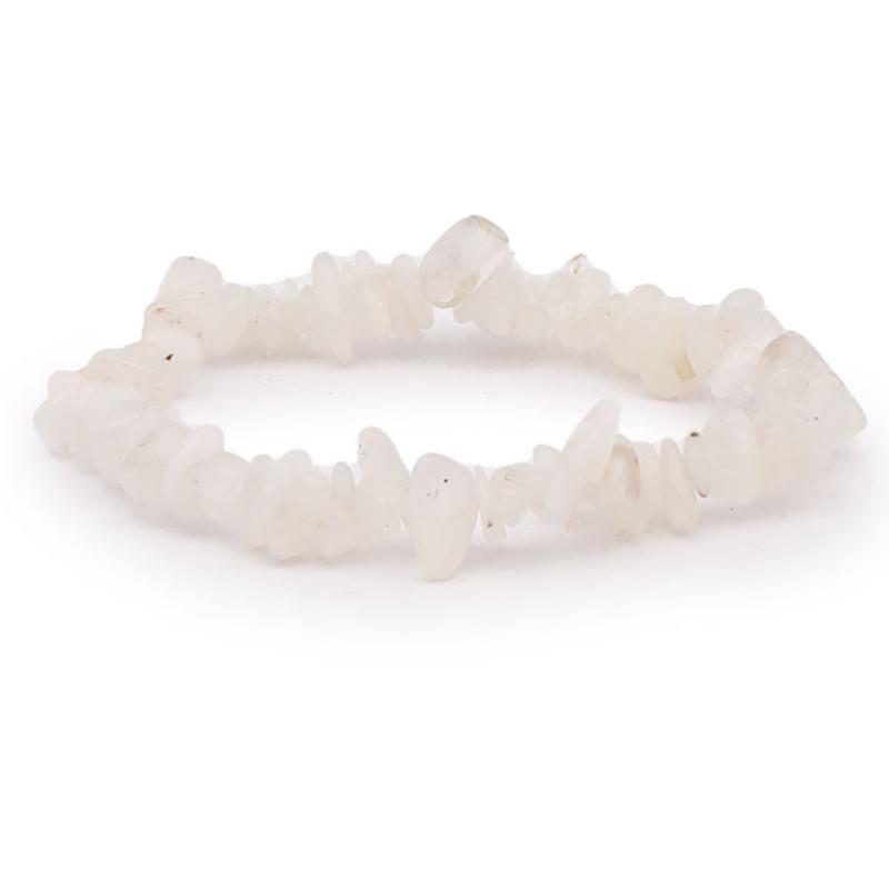 Bracelet pierre de lune blanche Inde AA (perles baroques) - La Boite à Cailloux
