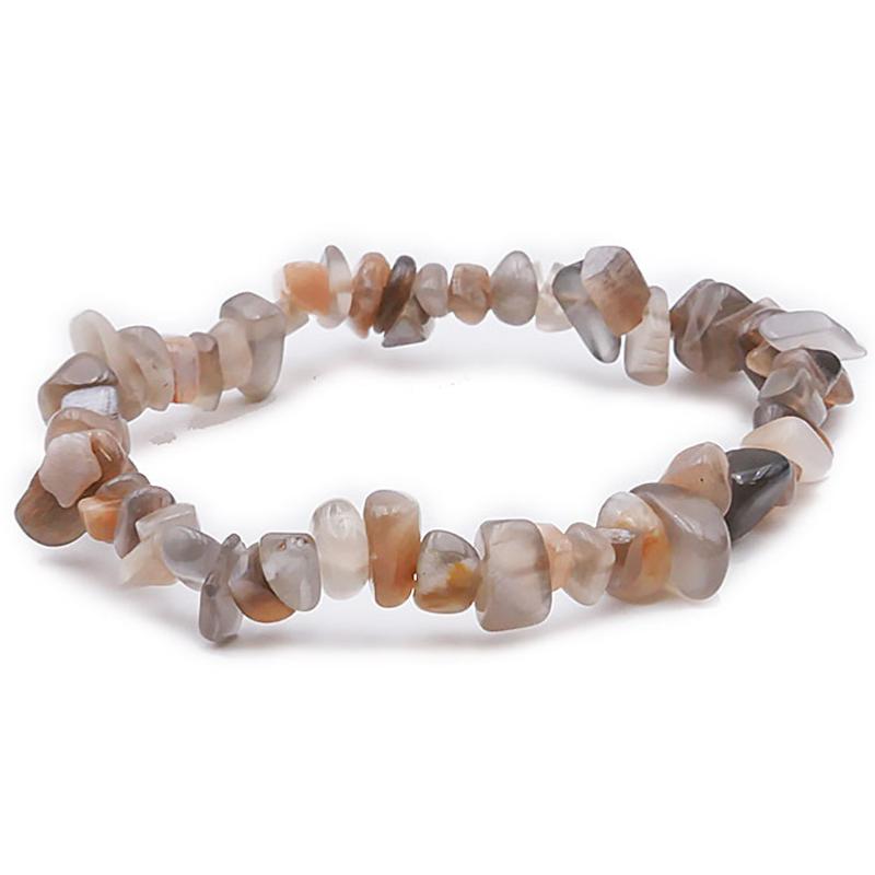 Bracelet pierre de lune grise Inde A (perles baroques) - La Boite à Cailloux