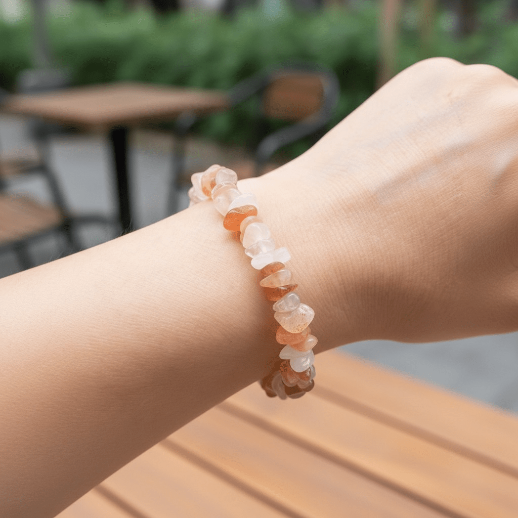 Bracelet pierre de lune multicolore Inde A+ (perles baroques) - La Boite à Cailloux