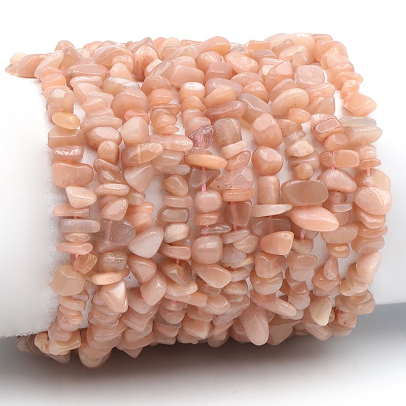 Bracelet pierre de lune rose Inde A (perles baroques) - La Boite à Cailloux