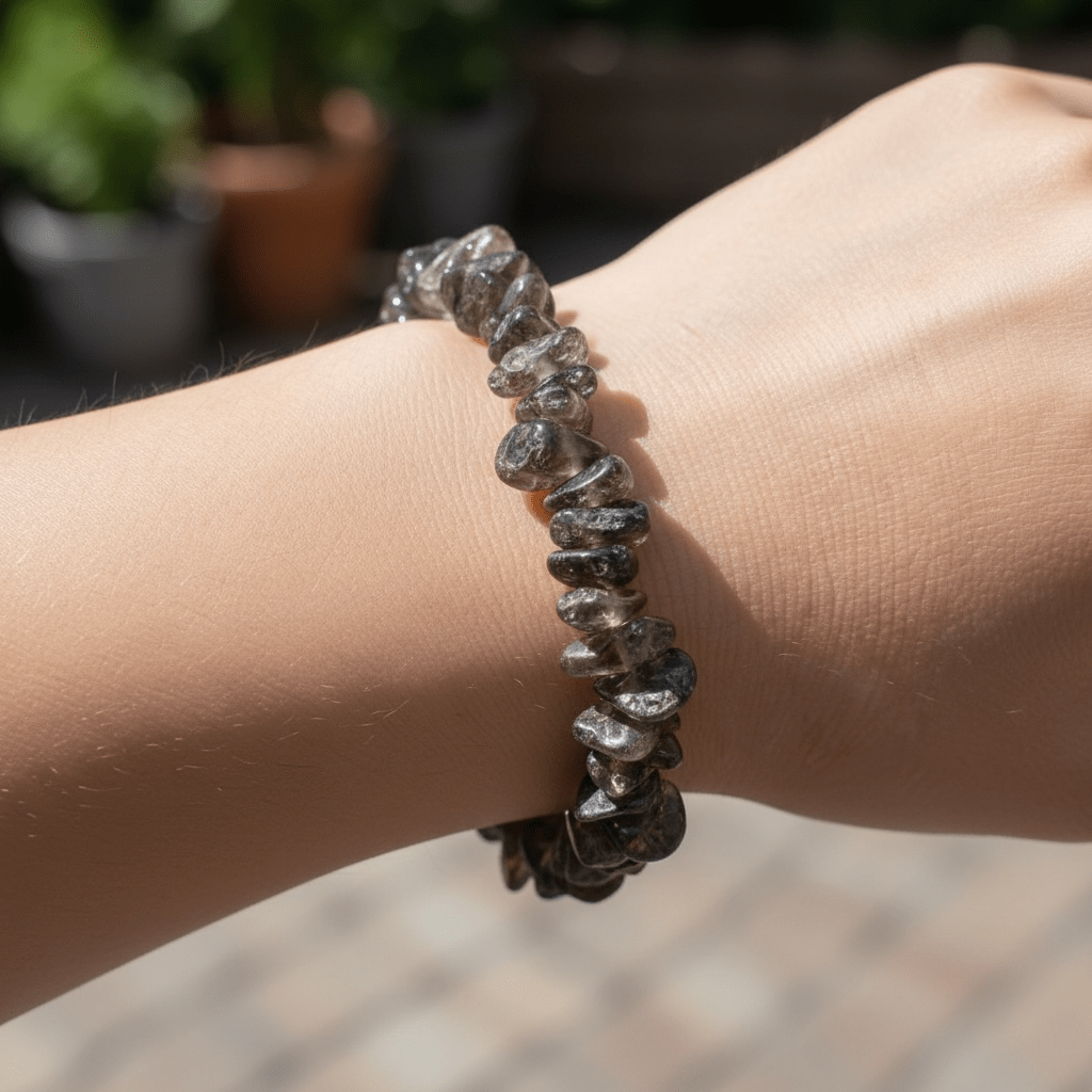Bracelet quartz fumé Etats - Unis A (perles baroques) - La Boite à Cailloux