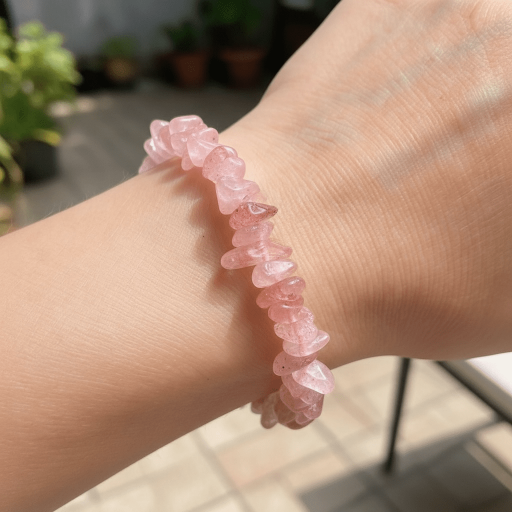 Bracelet quartz hématoide Brésil A (perles baroques) - La Boite à Cailloux