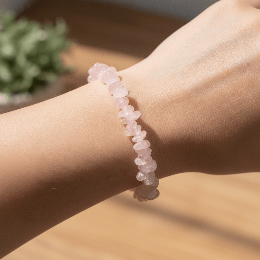 Bracelet quartz rose Brésil AA (perles baroques) - La Boite à Cailloux