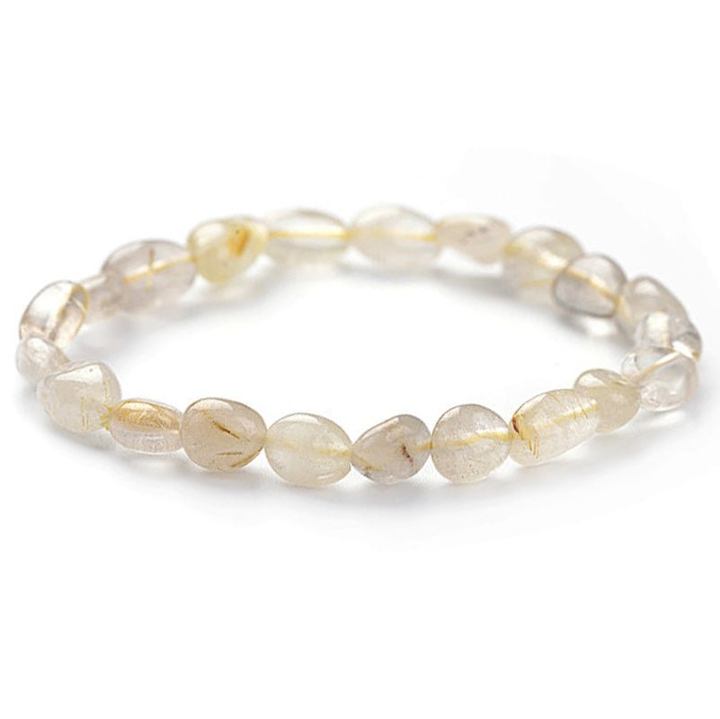 Bracelet quartz rutile Brésil A (grains 5 - 7mm) - La Boite à Cailloux