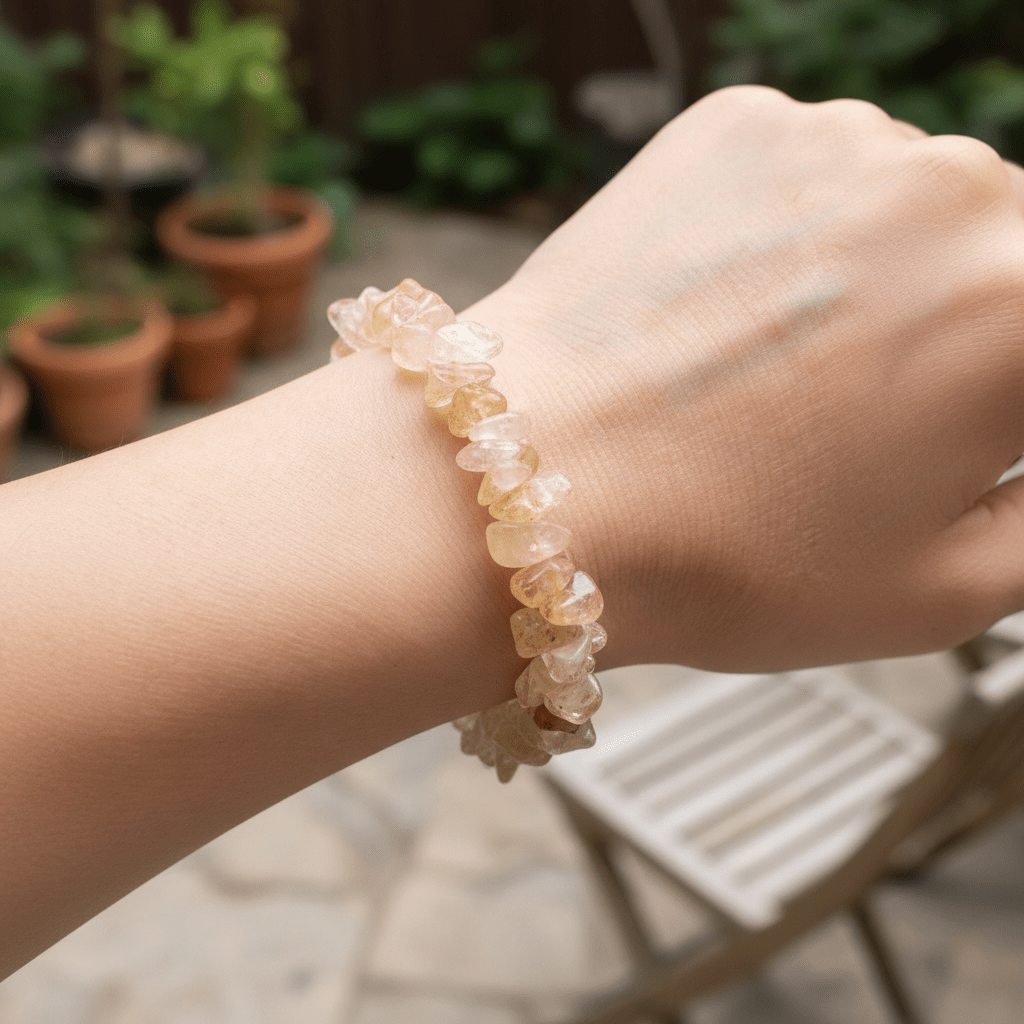Bracelet quartz rutile Brésil A (perles baroques) - La Boite à Cailloux