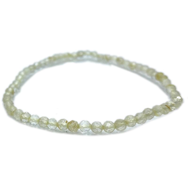 Bracelet quartz rutile Brésil A (perles facettées 2 - 3mm) - La Boite à Cailloux