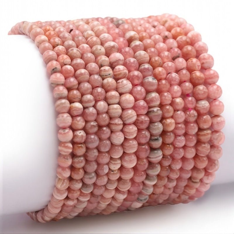 Bracelet rhodochrosite Argentine AA (boules 3 - 4mm) - La Boite à Cailloux