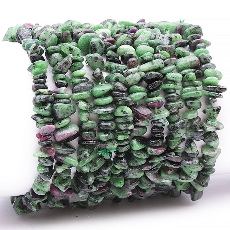 Bracelet rubis sur zoisite Tanzanie A (perles baroques) - La Boite à Cailloux