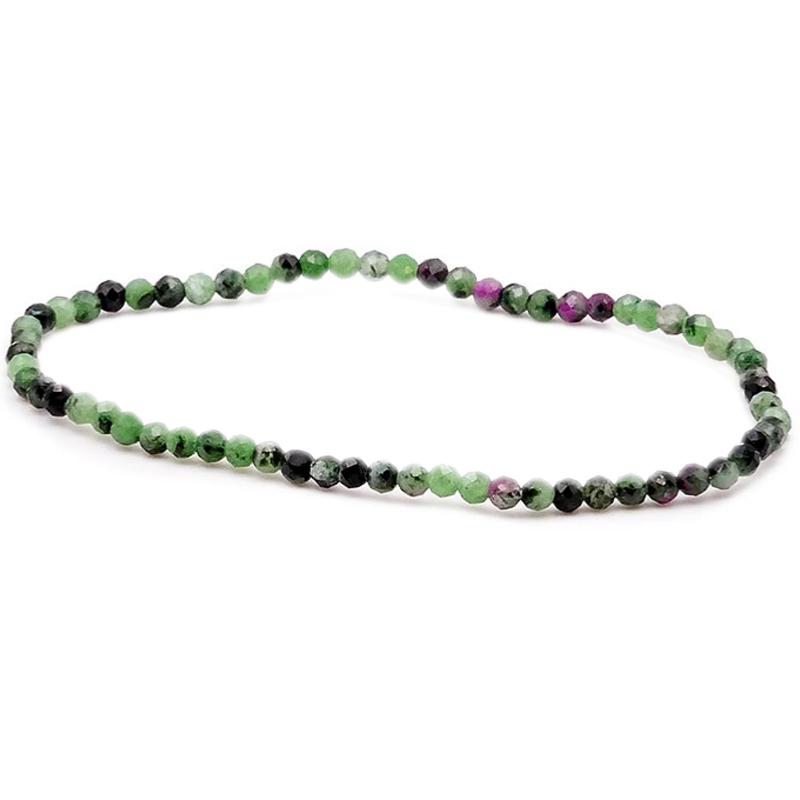 Bracelet rubis sur zoisite Tanzanie A (perles facettées 2 - 3mm) - La Boite à Cailloux