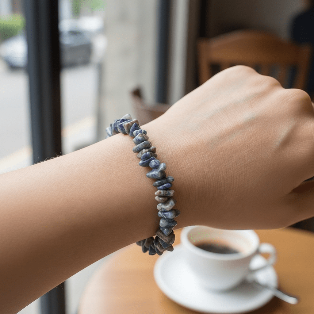 Bracelet sodalite Brésil A (perles baroques) - La Boite à Cailloux