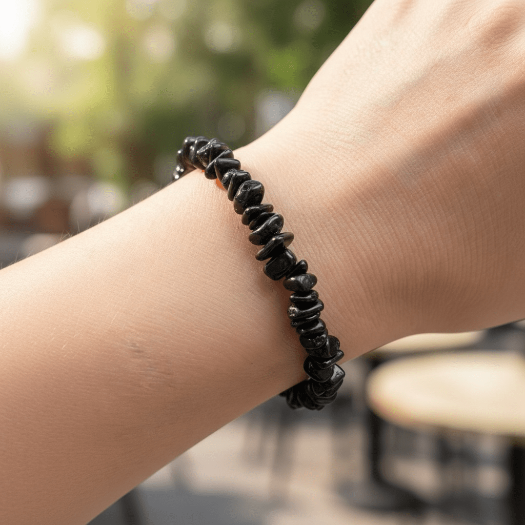 Bracelet spinelle noir Thailande A (perles baroques) - La Boite à Cailloux