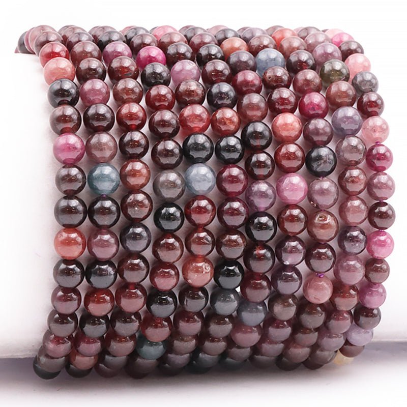 Bracelet spinelle rouge Sri Lanka AA (boules 6,5 - 7,5mm) - La Boite à Cailloux