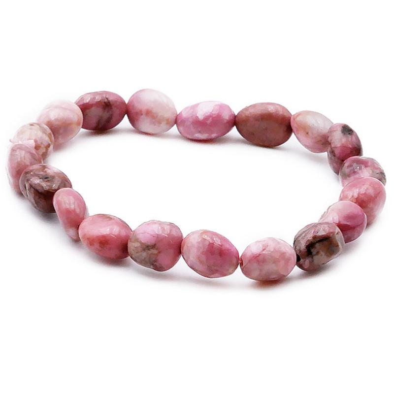 Bracelet thulite Norvège A (grains 5 - 7mm) - La Boite à Cailloux