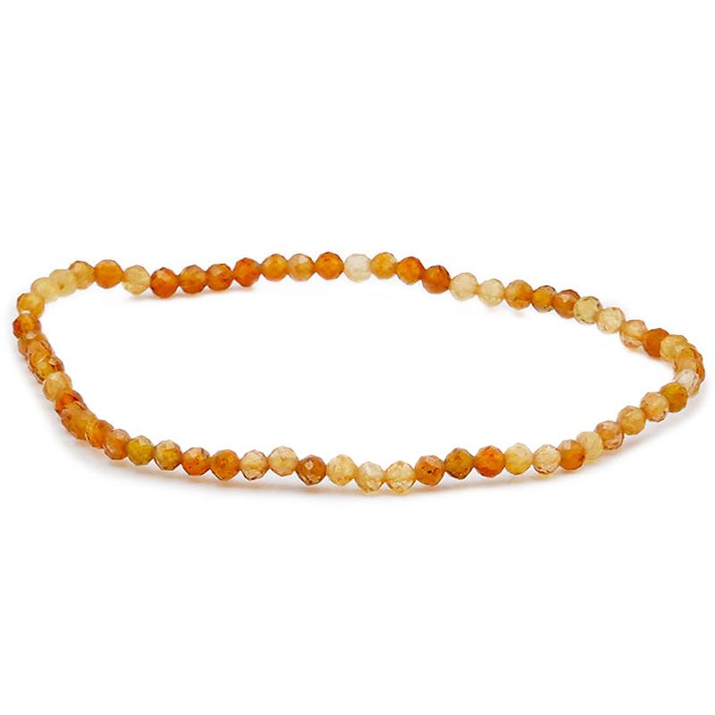 Bracelet tourmaline jaune Brésil AA (perles facettées 3 - 4mm) - La Boite à Cailloux