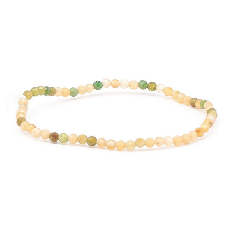 Bracelet tourmaline jaune/verte Brésil A (perles facettées 3mm) - La Boite à Cailloux