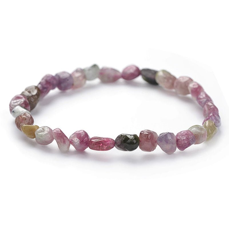 Bracelet tourmaline multicolore Brésil A (grains 5 - 7mm) - La Boite à Cailloux