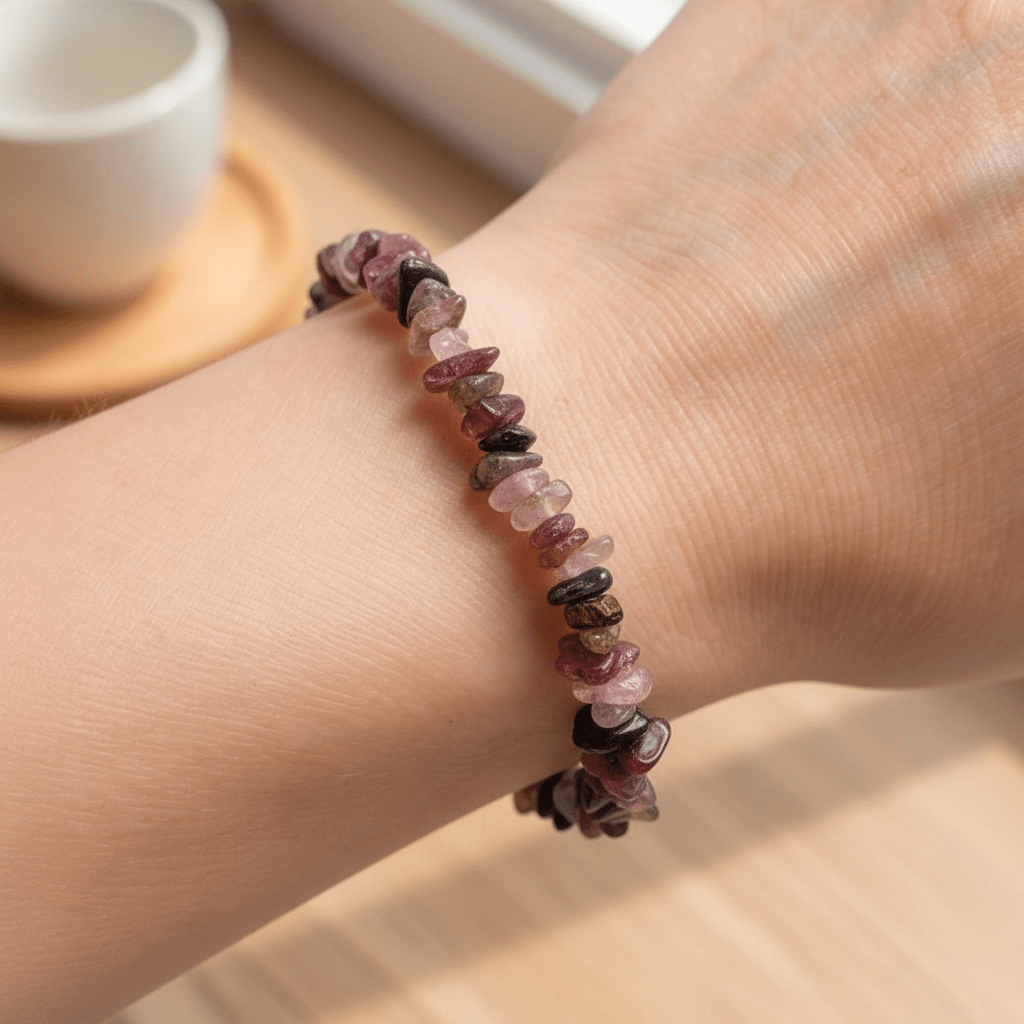 Bracelet tourmaline multicolore Brésil A (perles baroques) - La Boite à Cailloux