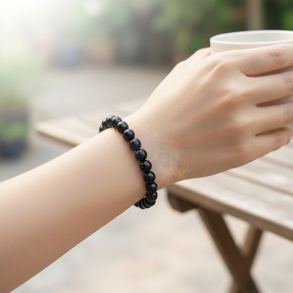 Bracelet tourmaline noire Brésil A (pierres roulées 10 - 12mm) - La Boite à Cailloux