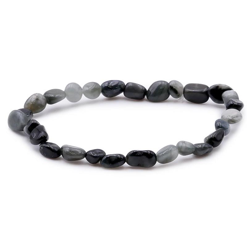 Bracelet tourmaline oeil de chat Afrique du Sud A (grains 5 - 7mm) - La Boite à Cailloux