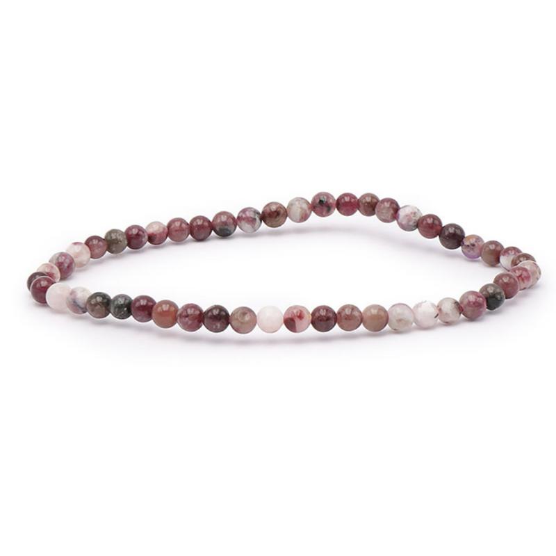Bracelet tourmaline rose sur quartz Brésil A+ (boules 3 - 4mm) - La Boite à Cailloux
