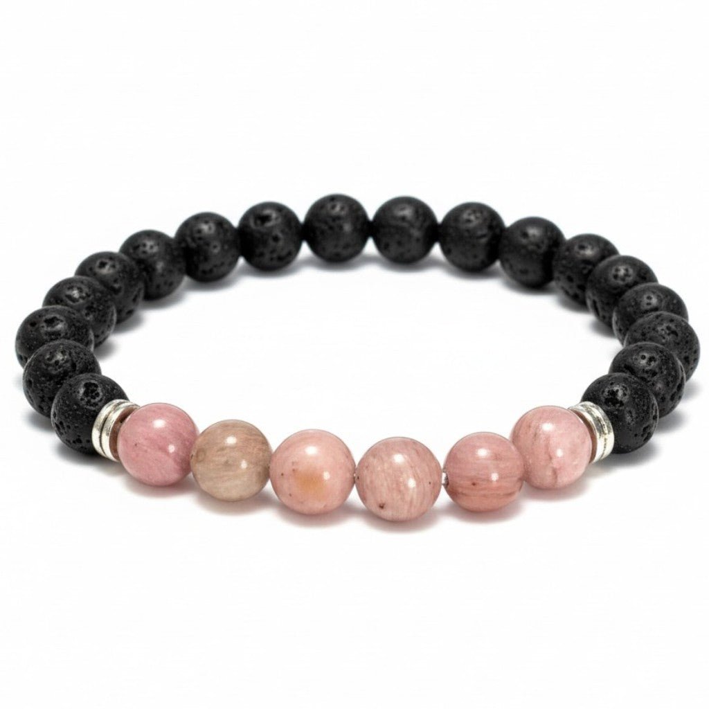 Bracelet "Zodiac" Capricorne - Pierre de lave - Rhodonite Australie A (boules 8mm) - La Boite à Cailloux