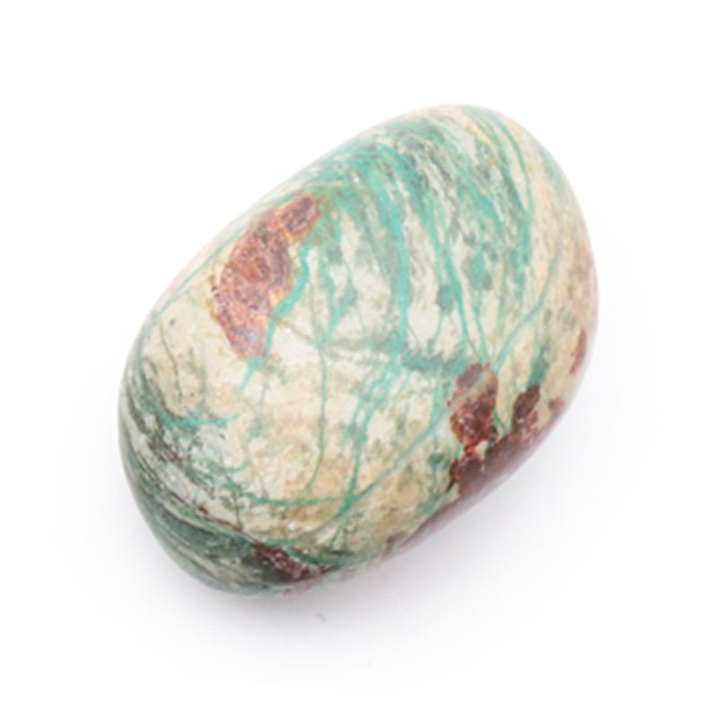 Chrysocolle sur gangue Pérou AB (pierre roulée) - La Boite à Cailloux